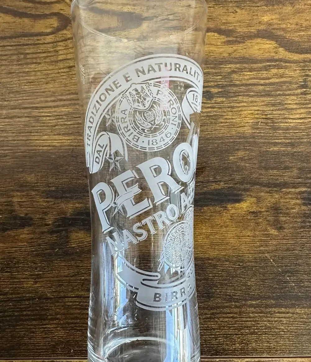 Peroni Nastro Azzurro Birra Superiore Italian Embossed Tall Beer Glass 0.4L